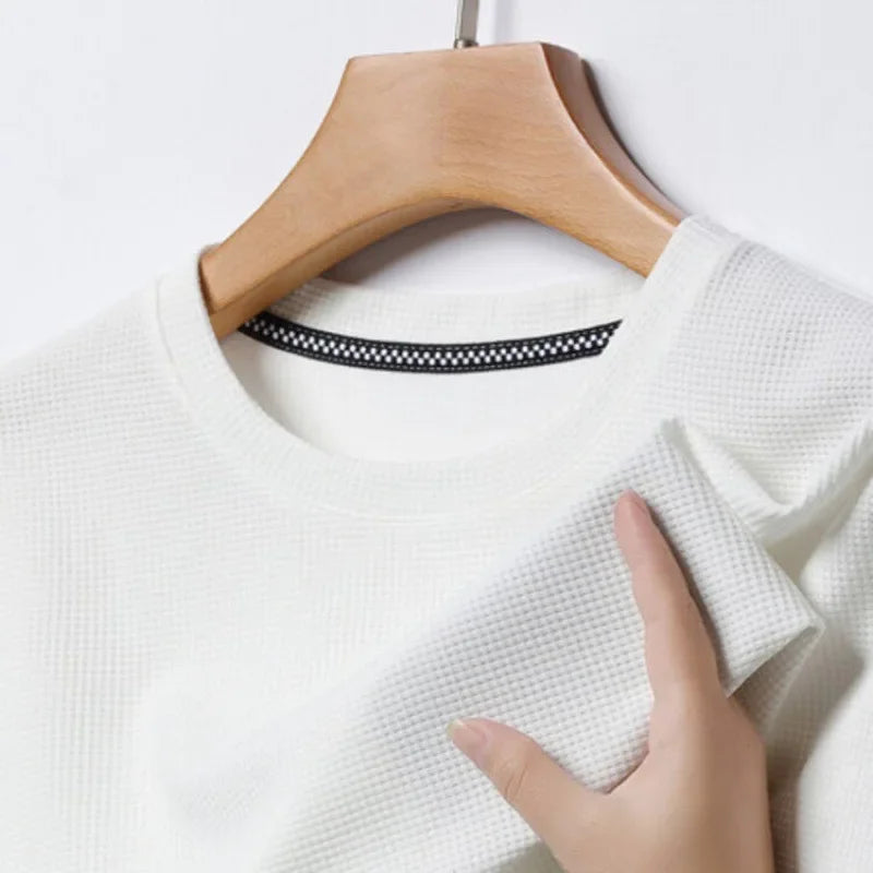 Men’s Summer Waffle T-Shirt – Lightweight Round Neck Style