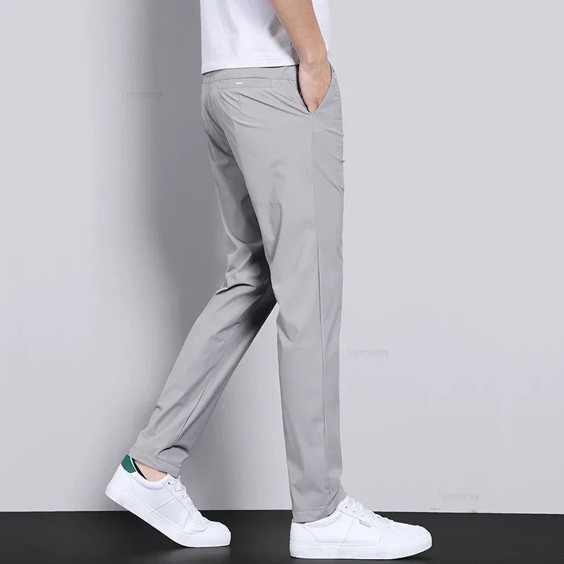 Men's Ultra-Thin Ice Silk Trousers – Quick-Dry Slim Fit