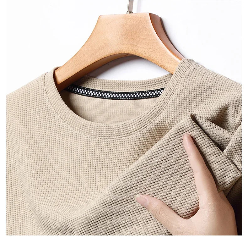 Men’s Summer Waffle T-Shirt – Lightweight Round Neck Style