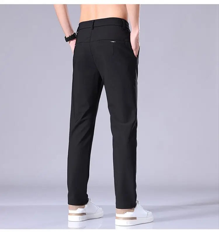 Men's Ultra-Thin Ice Silk Trousers – Quick-Dry Slim Fit
