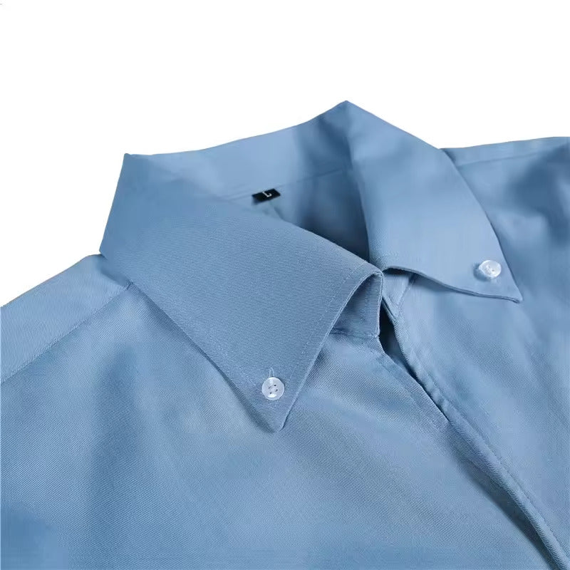 Men's Slim-Fit Italian Collar Shirt – Wrinkle-Free Smart Casual