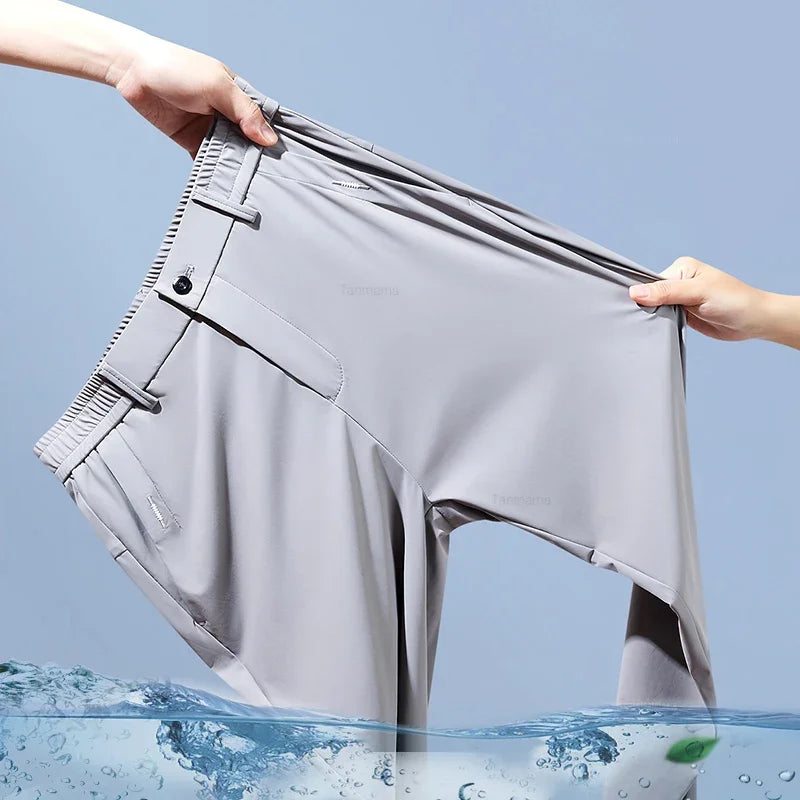 Men's Ultra-Thin Ice Silk Trousers – Quick-Dry Slim Fit