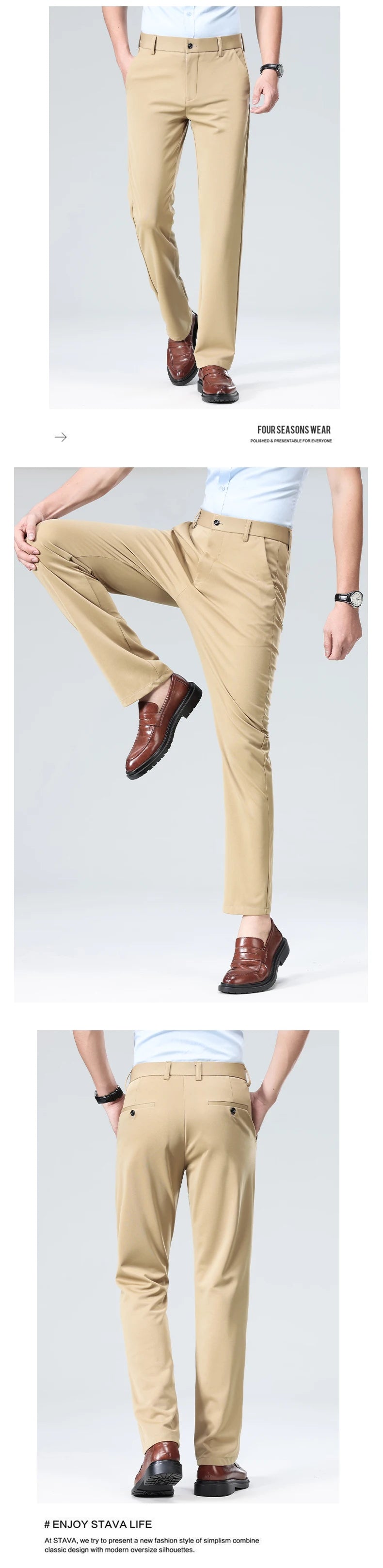 Men’s Thin Straight-Leg Trousers – Cool Touch & Wrinkle-Free