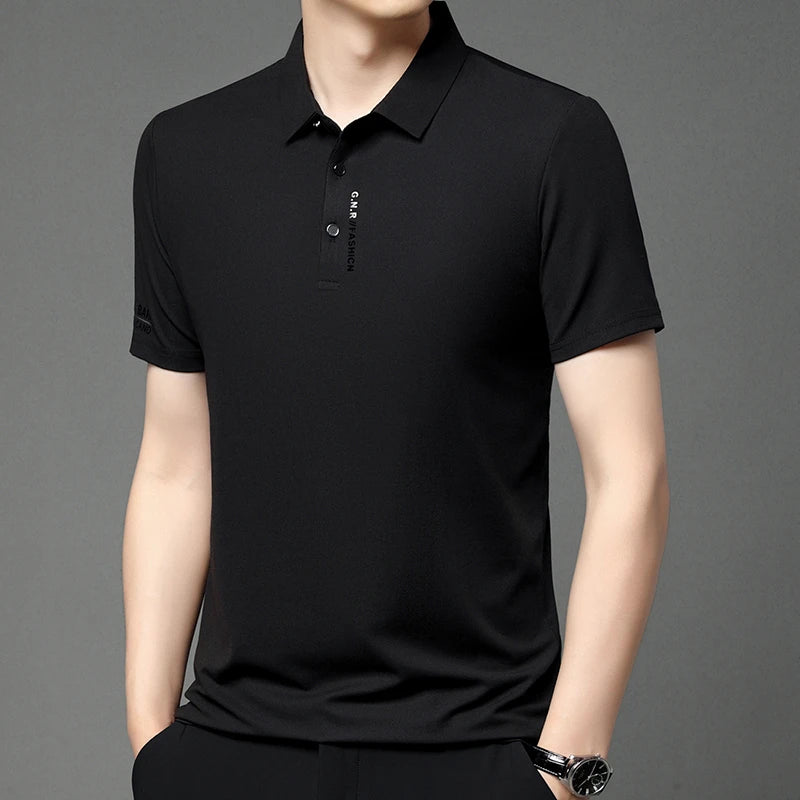 Men's Smart Polo Shirt – Breathable, Solid Colour Summer Wear
