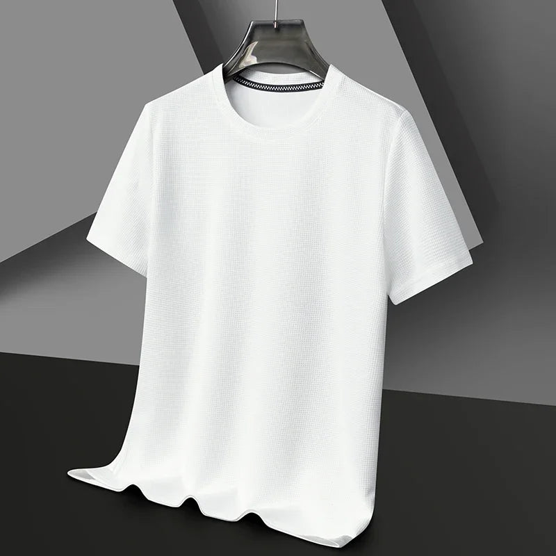 Men’s Summer Waffle T-Shirt – Lightweight Round Neck Style