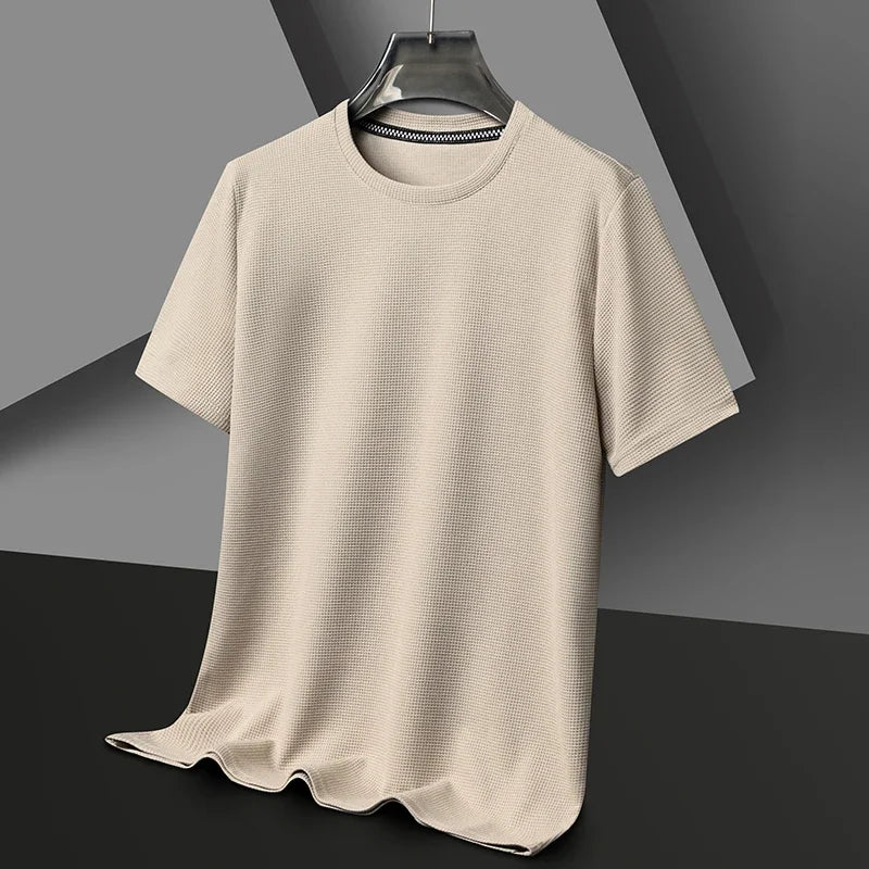 Men’s Summer Waffle T-Shirt – Lightweight Round Neck Style