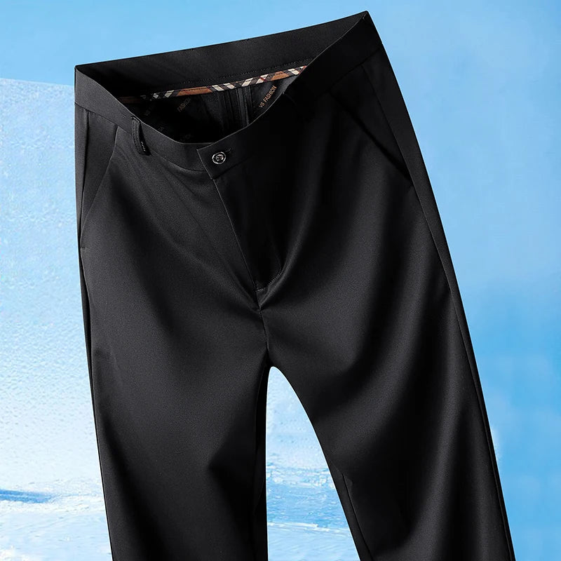 Men’s Thin Straight-Leg Trousers – Cool Touch & Wrinkle-Free