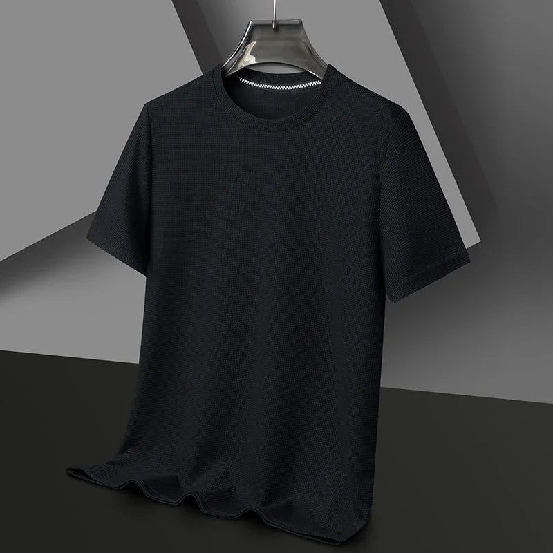 Men’s Summer Waffle T-Shirt – Lightweight Round Neck Style