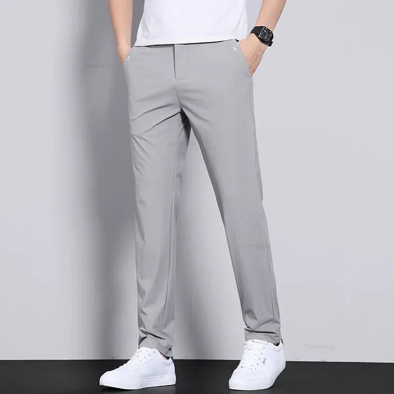 Men's Ultra-Thin Ice Silk Trousers – Quick-Dry Slim Fit