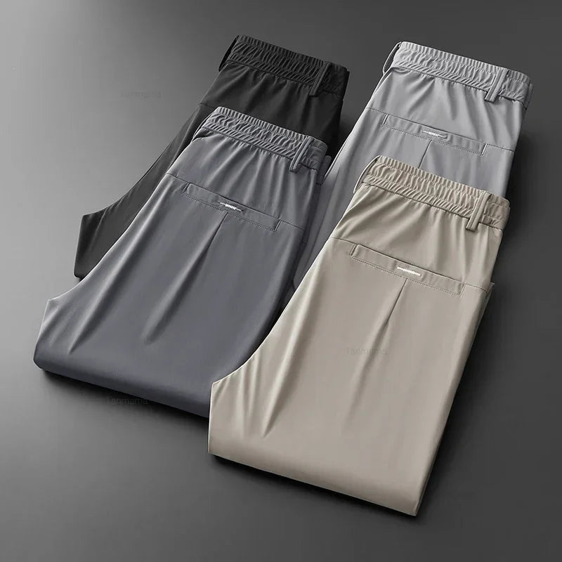 Men's Ultra-Thin Ice Silk Trousers – Quick-Dry Slim Fit