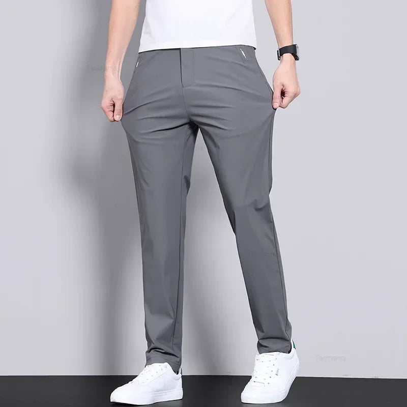 Men's Ultra-Thin Ice Silk Trousers – Quick-Dry Slim Fit
