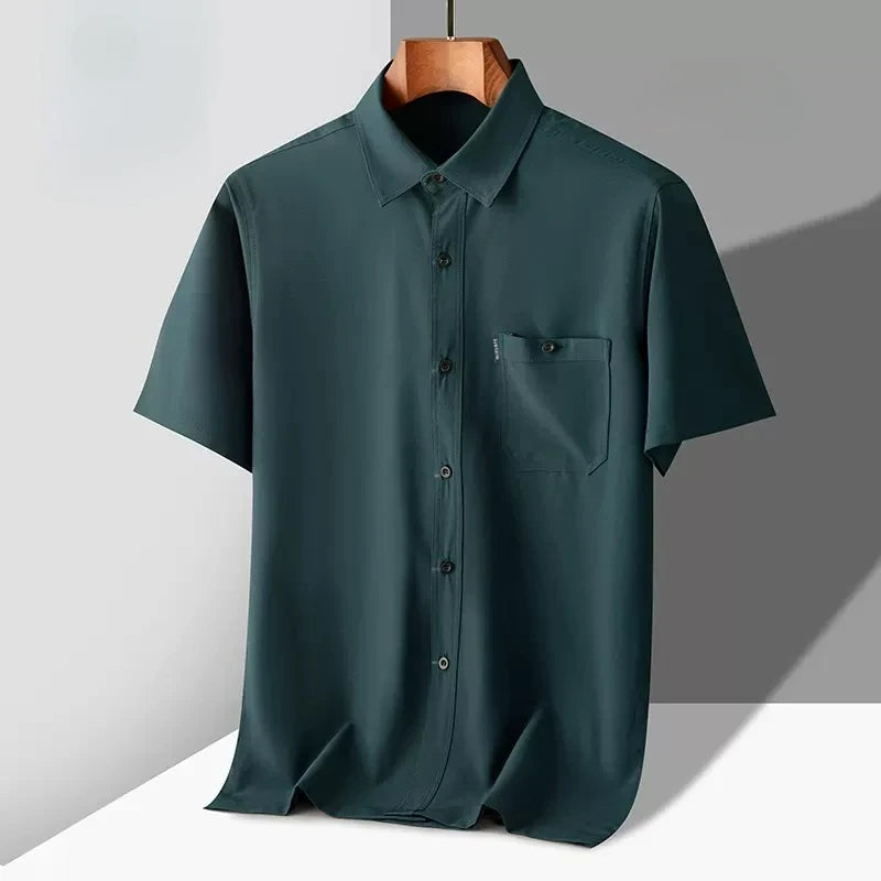 Men's Loose-Fit Ice Silk Shirt – Cool & Comfortable for Summer